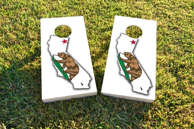 California State Flag Outline (White Background) Themed Custom Cornhole Board Design