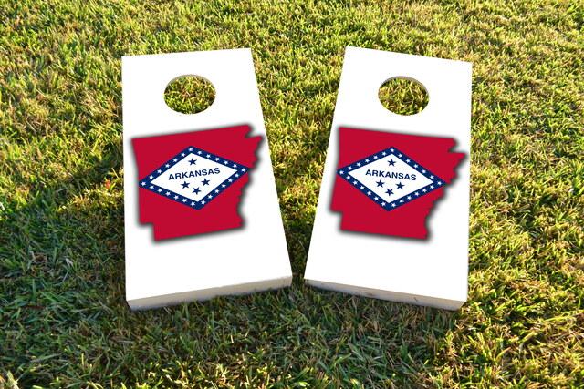 Arkansas State Flag Outline (White Background) Themed Custom Cornhole Board Design