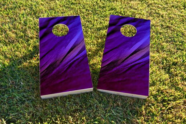 Shades of Purple Fabric Background Themed Custom Cornhole Board Design