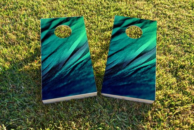 Shades of Green Fabric Themed Custom Cornhole Board Design