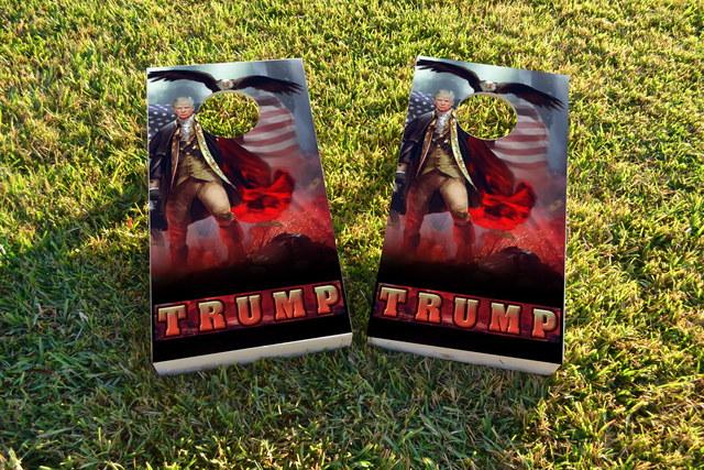 Patriotic Trump Revere Eagle Background Themed Custom Cornhole Board Design