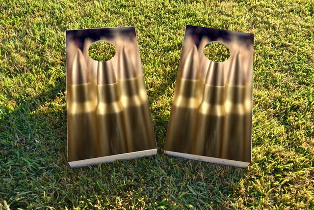 Brass Ammunition Themed Custom Cornhole Board Design