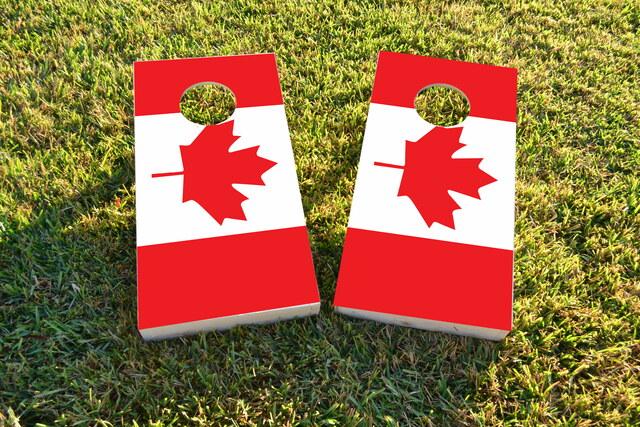 Canadian (Canada)National Flag Themed Custom Cornhole Board Design