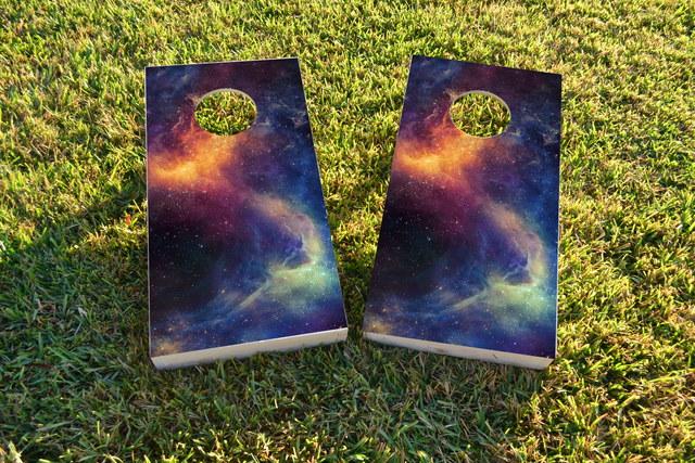 Galaxy  Themed Custom Cornhole Board Design