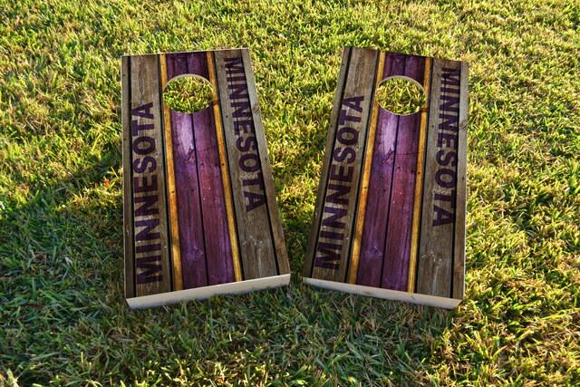 Woodslat Worn Minnesota Football Themed Custom Cornhole Board Design