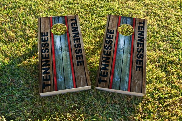 Woodslat Worn Tennessee Football Themed Custom Cornhole Board Design