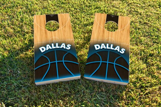 Basketball Dallas Themed Custom Cornhole Board Design