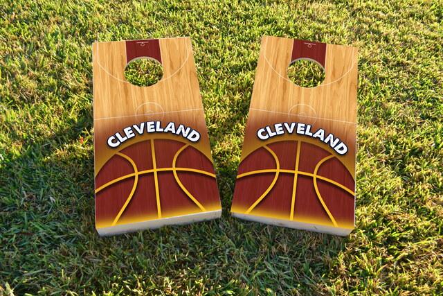 Basketball Cleveland Themed Custom Cornhole Board Design