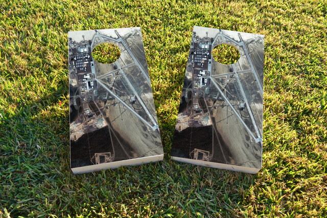 Area 51 Satellite View Themed Custom Cornhole Board Design