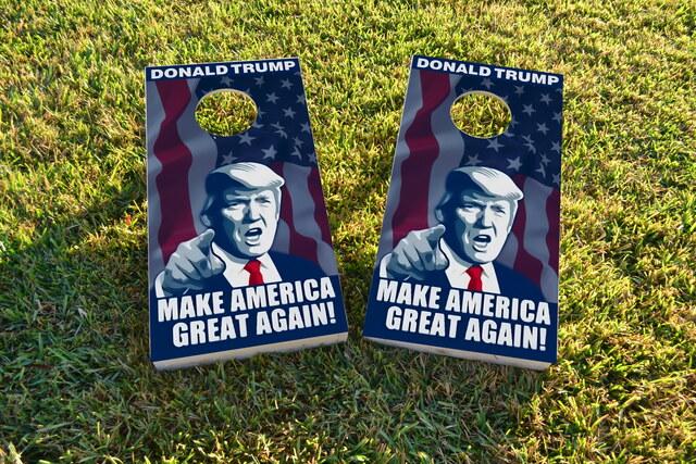 President of the United States Donald Trump Themed Custom Cornhole Board Design