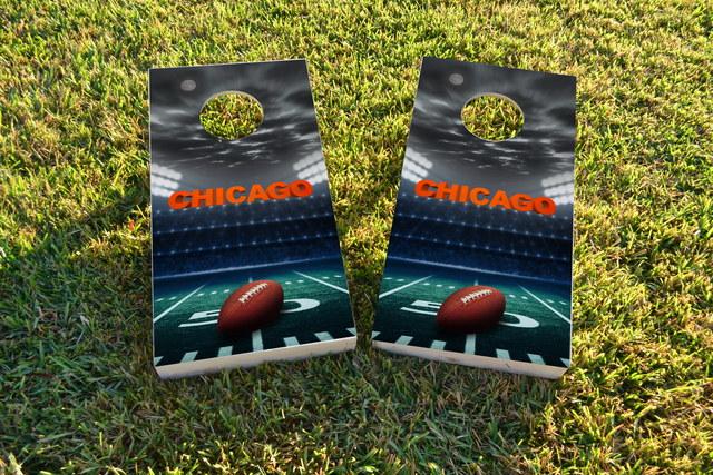 Chicago Football Themed Custom Cornhole Board Design