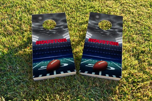 Houston Football Themed Custom Cornhole Board Design