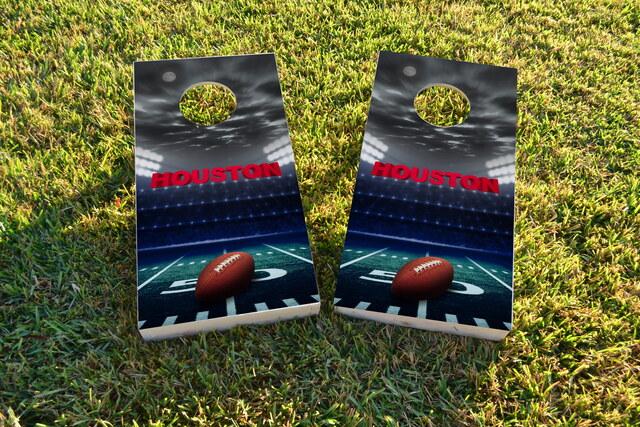 Houston Football Themed Custom Cornhole Board Design