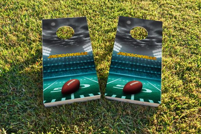 Jacksonville Football Themed Custom Cornhole Board Design