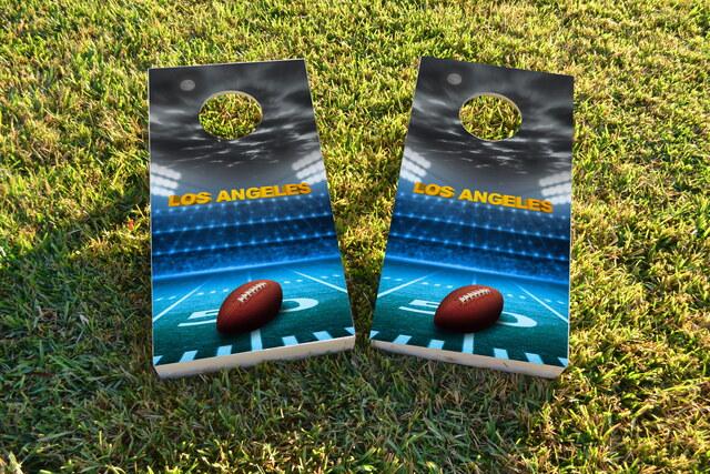 Los Angeles 2 Football Themed Custom Cornhole Board Design