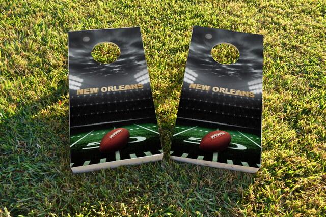 New Orleans Football Themed Custom Cornhole Board Design