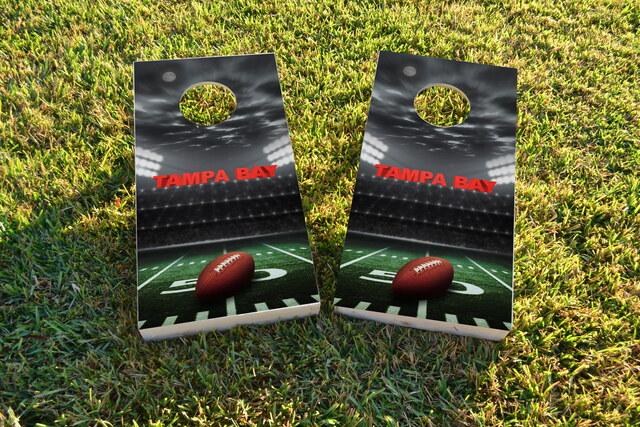 Tampa Bay Football Themed Custom Cornhole Board Design