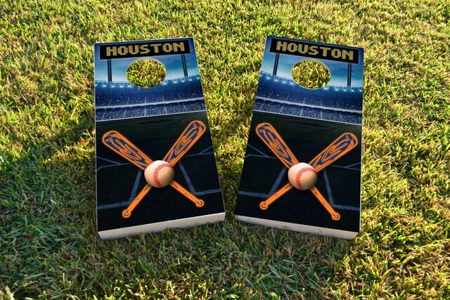 Houston Baseball Themed Custom Cornhole Board Design