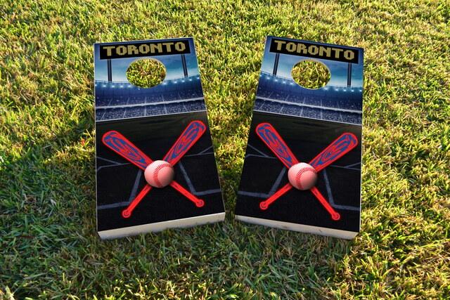 Toronto Baseball Themed Custom Cornhole Board Design