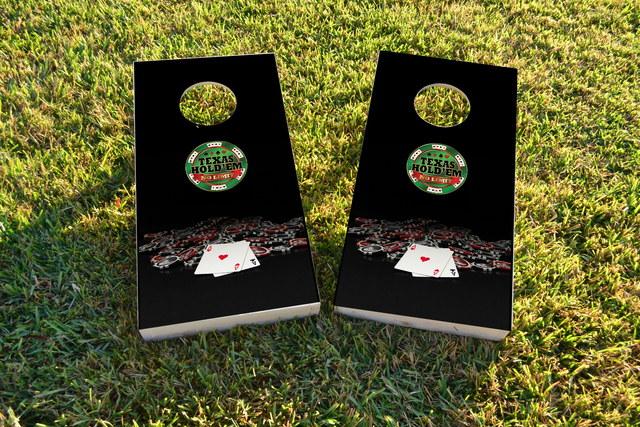 Texas Hold'em No Limit Themed Custom Cornhole Board Design