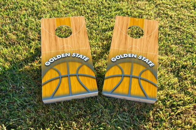 Basketball Golden State Themed Custom Cornhole Board Design