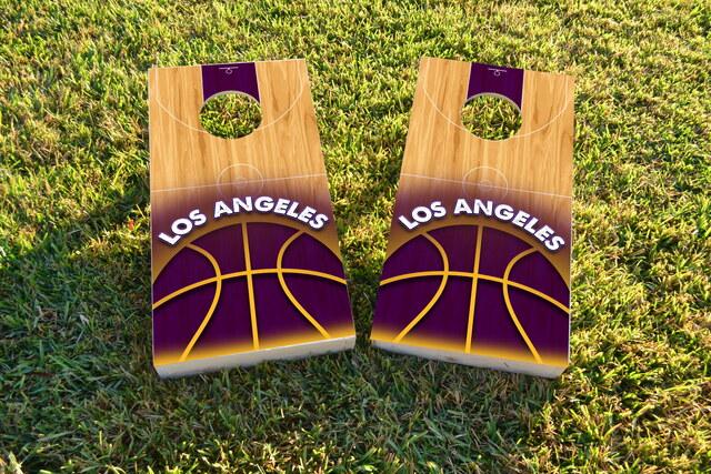 Basketball Los Angeles Themed Custom Cornhole Board Design