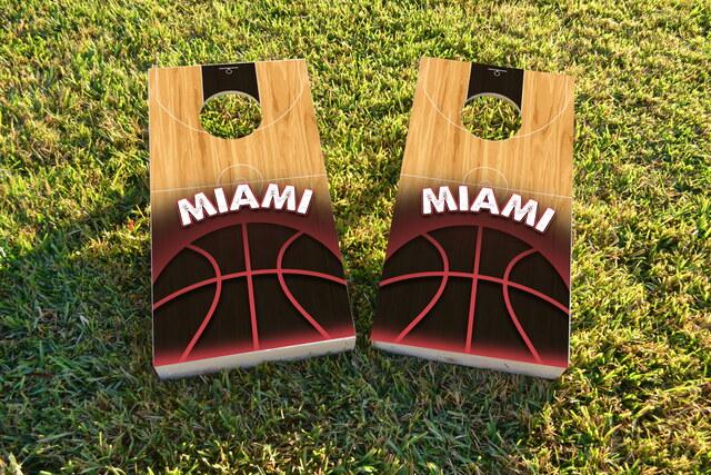 Basketball Miami Themed Custom Cornhole Board Design