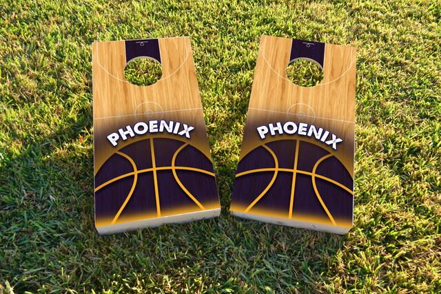 Basketball Phoenix Themed Custom Cornhole Board Design