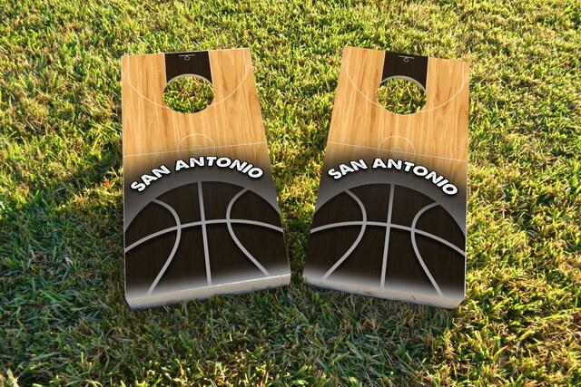 Basketball San Antonio Themed Custom Cornhole Board Design