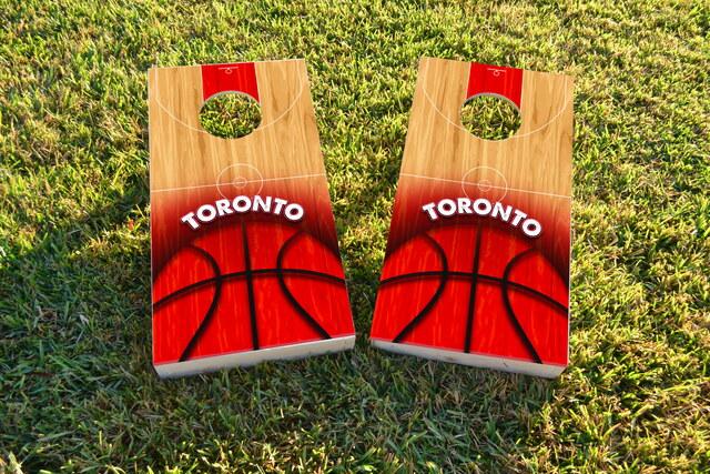 Basketball Toronto Themed Custom Cornhole Board Design