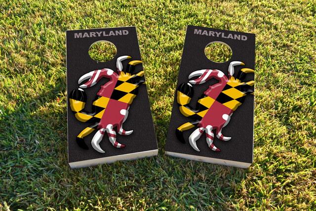 Maryland Crab Flag Themed Custom Cornhole Board Design