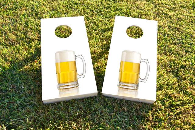 His Hers Pint Themed Custom Cornhole Board Design