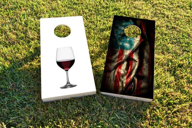 His Hers Wine Themed Custom Cornhole Board Design