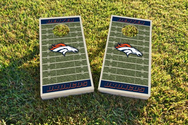NFL Field (Denver Broncos) Themed Custom Cornhole Board Design
