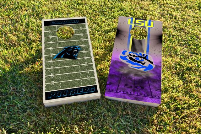 NFL Field (Carolina Panther) Themed Custom Cornhole Board Design