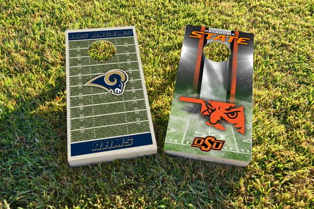 NFL Field (Los Angeles Rams) Themed Custom Cornhole Board Design