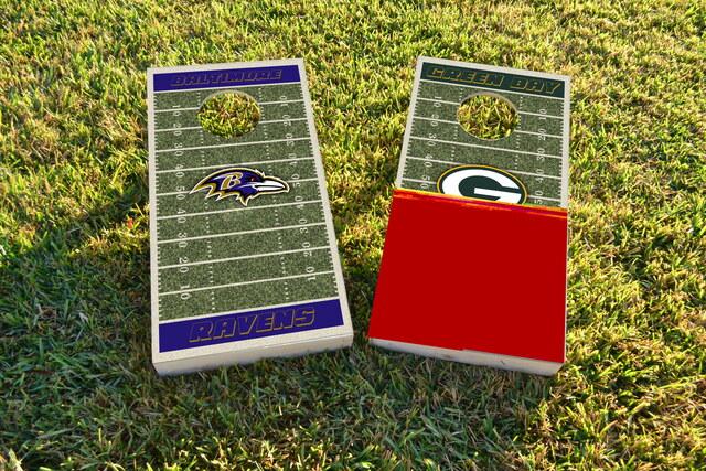 NFL Field (Baltimore Ravens) Themed Custom Cornhole Board Design