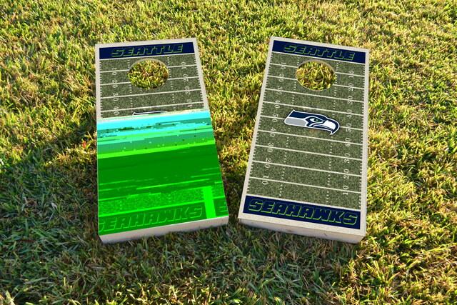 NFL Field (Seattle Seahawks) Themed Custom Cornhole Board Design