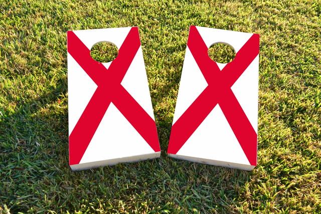 Alabama State Flag Themed Custom Cornhole Board Design