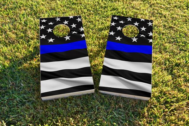 Waving Blue Line Flag - Police - Cops