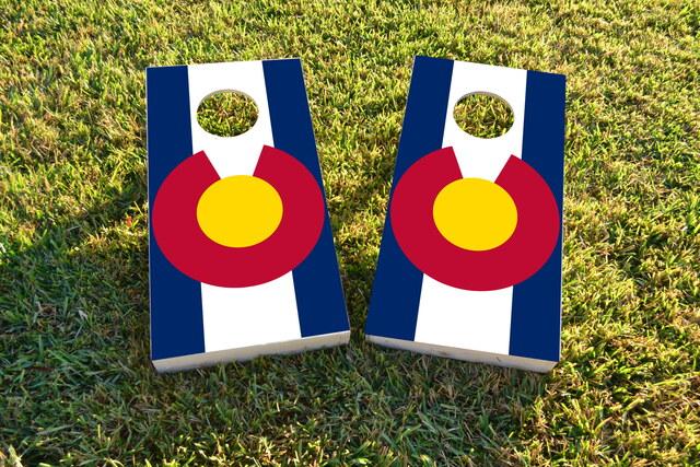 Colorado State Flag Themed Custom Cornhole Board Design