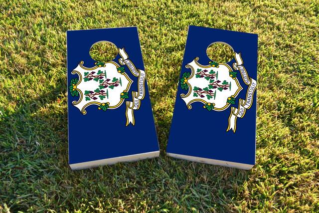 Connecticut State Flag Themed Custom Cornhole Board Design