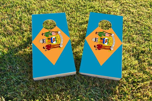 Delaware State Flag Themed Custom Cornhole Board Design