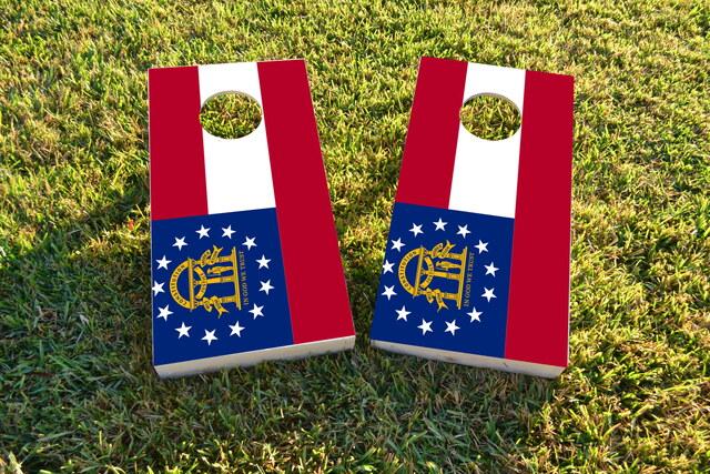 Georgia State Flag Themed Custom Cornhole Board Design