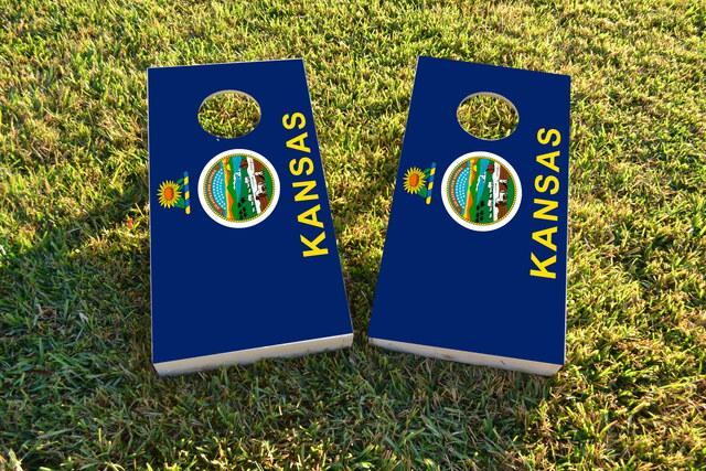 Kansas State Flag Themed Custom Cornhole Board Design