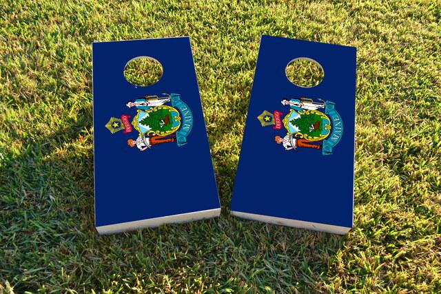 Maine State Flag Themed Custom Cornhole Board Design