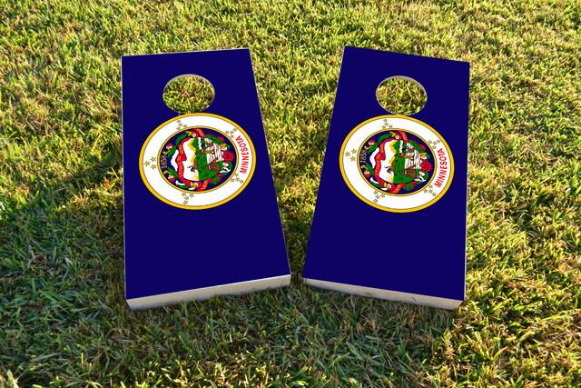 Minnesota State Flag Themed Custom Cornhole Board Design