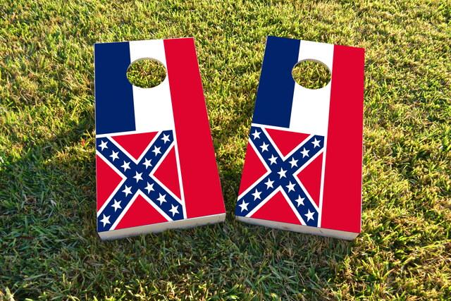 Mississippi State Flag Themed Custom Cornhole Board Design