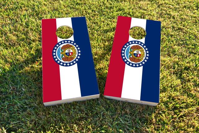 Missouri State Flag Themed Custom Cornhole Board Design