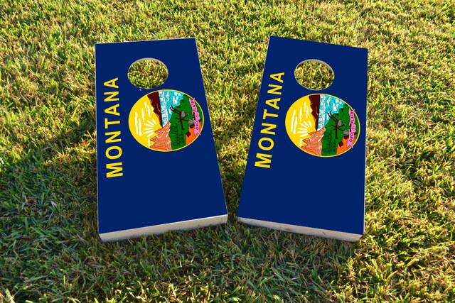 Montana State Flag Themed Custom Cornhole Board Design